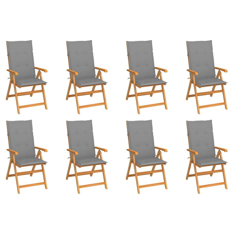 Reclining Garden Chairs with Cushions 8 pcs Solid Teak Wood Payday Deals