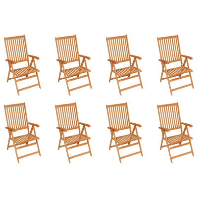 Reclining Garden Chairs with Cushions 8 pcs Solid Teak Wood Payday Deals