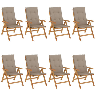 Reclining Garden Chairs with Cushions 8 pcs Solid Wood Teak Payday Deals