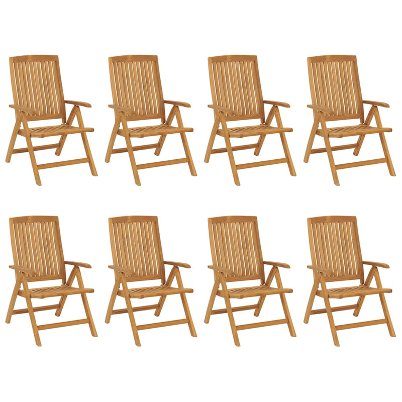 Reclining Garden Chairs with Cushions 8 pcs Solid Wood Teak Payday Deals