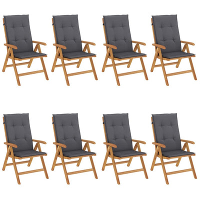 Reclining Garden Chairs with Cushions 8 pcs Solid Wood Teak Payday Deals