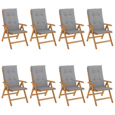 Reclining Garden Chairs with Cushions 8 pcs Solid Wood Teak Payday Deals