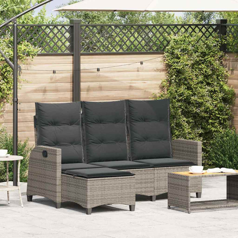 Reclining Garden Sofa with Cushions L-shaped Grey Poly Rattan Payday Deals
