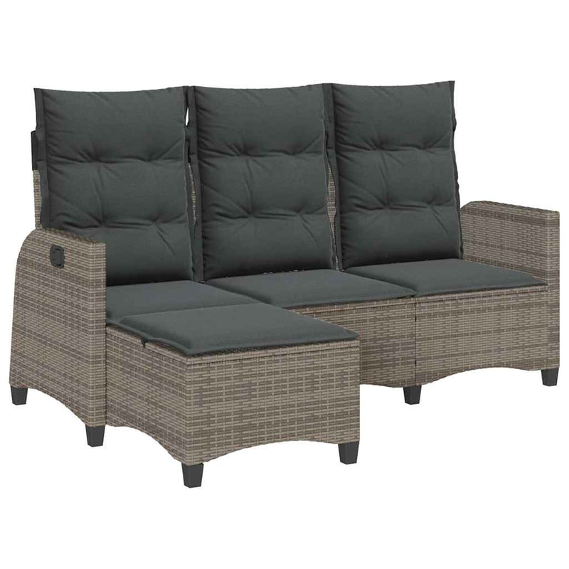Reclining Garden Sofa with Cushions L-shaped Grey Poly Rattan Payday Deals
