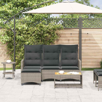 Reclining Garden Sofa with Cushions L-shaped Grey Poly Rattan Payday Deals
