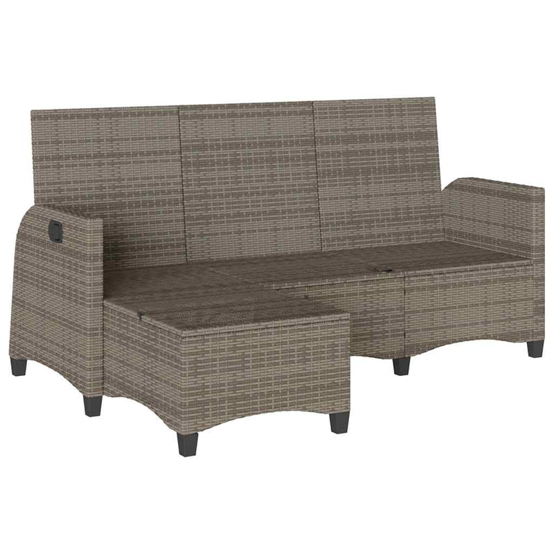Reclining Garden Sofa with Cushions L-shaped Grey Poly Rattan Payday Deals