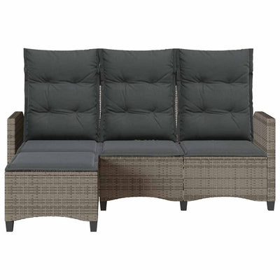 Reclining Garden Sofa with Cushions L-shaped Grey Poly Rattan Payday Deals