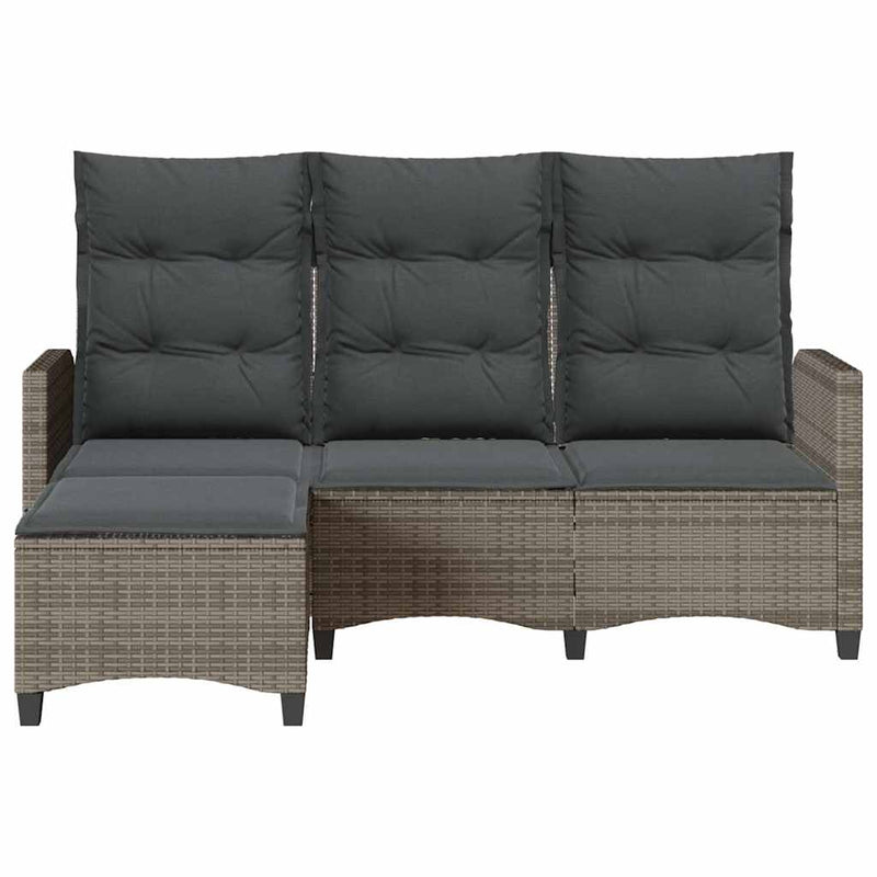 Reclining Garden Sofa with Cushions L-shaped Grey Poly Rattan Payday Deals