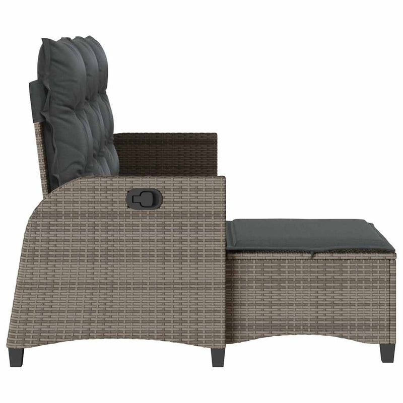 Reclining Garden Sofa with Cushions L-shaped Grey Poly Rattan Payday Deals