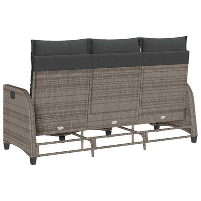 Reclining Garden Sofa with Cushions L-shaped Grey Poly Rattan Payday Deals