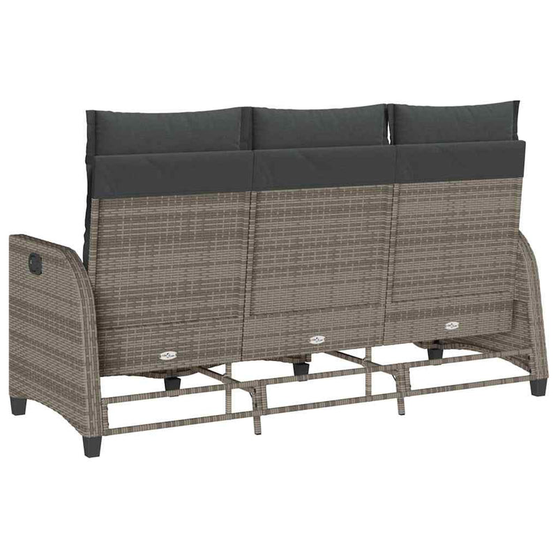 Reclining Garden Sofa with Cushions L-shaped Grey Poly Rattan Payday Deals