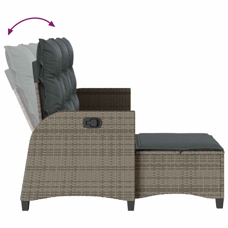 Reclining Garden Sofa with Cushions L-shaped Grey Poly Rattan Payday Deals