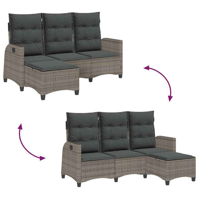 Reclining Garden Sofa with Cushions L-shaped Grey Poly Rattan Payday Deals