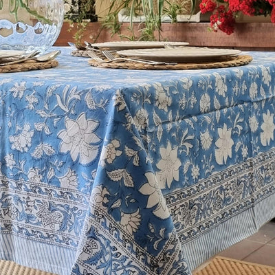 Rectangle Tablecloth Table Cover Flower Pattern Dining Table Cloth - Blue Bellflower Payday Deals