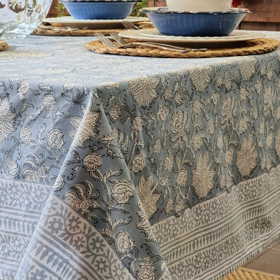 Rectangle Tablecloth Table Cover Flower Pattern Dining Table Cloth - Hamptons Blue Payday Deals