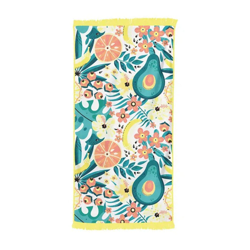 Rectangular Bath Beach Towel with Tassel -Yellow Payday Deals