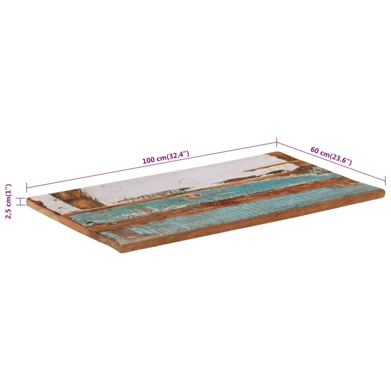 Rectangular Table Top 60x100 cm 25-27 mm Solid Wood Reclaimed Payday Deals