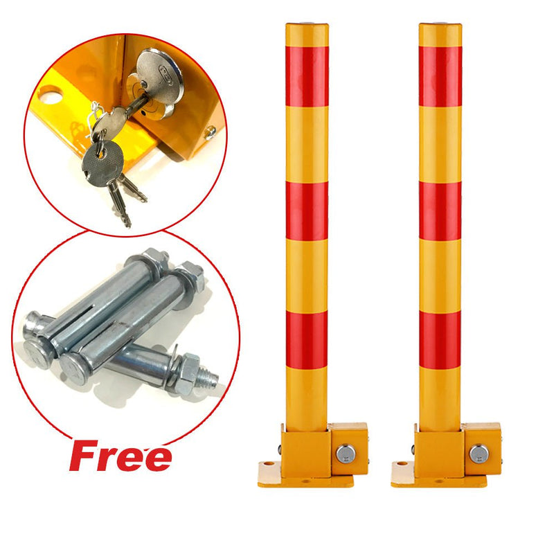 Red Parking Bollard locker Barrier Key Alike lock Fold Down Vehicle Payday Deals