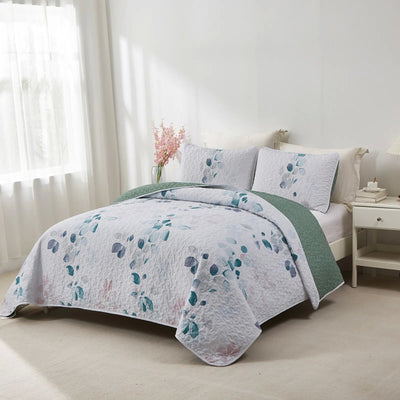 Refreshing Quilted bedspread and pillowcovers set: Cool and Inviting - Queen size Payday Deals