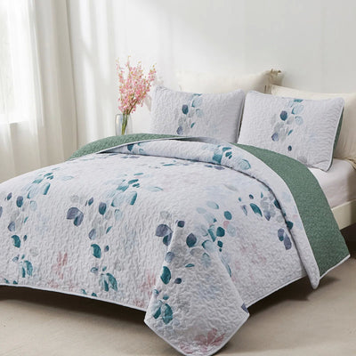 Refreshing Quilted bedspread and pillowcovers set: Cool and Inviting - Queen size Payday Deals