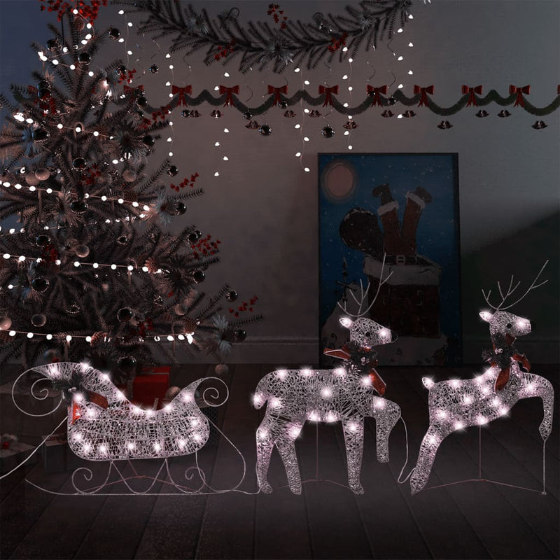 Reindeer & Sleigh Christmas Decoration 60 LEDs Outdoor Gold Payday Deals