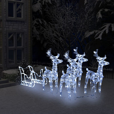 Reindeers & Sleigh Christmas Decoration 280x28x55 cm Acrylic Payday Deals