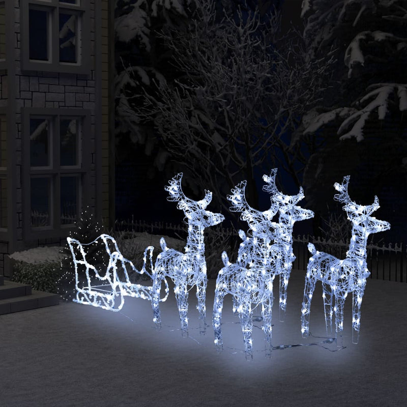 Reindeers & Sleigh Christmas Decoration 280x28x55 cm Acrylic Payday Deals