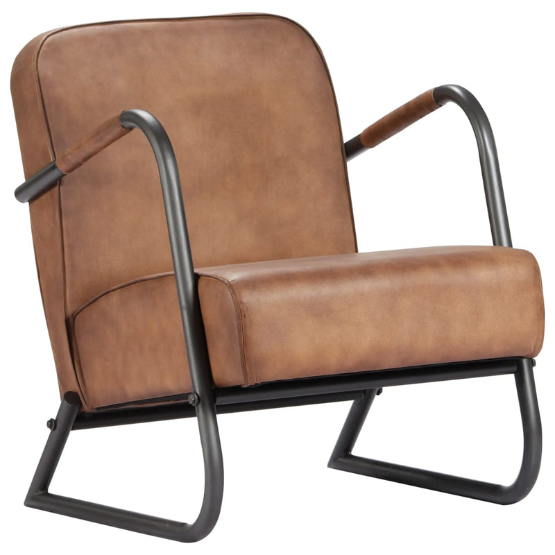 Relax Armchair Light Brown Real Leather Payday Deals