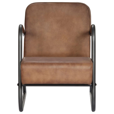 Relax Armchair Light Brown Real Leather Payday Deals