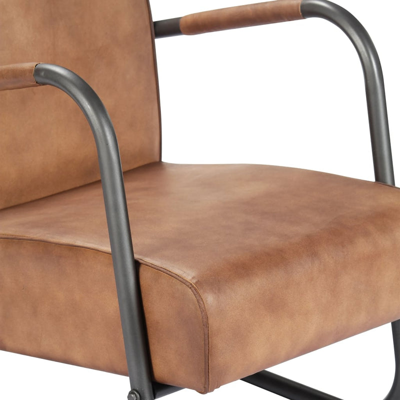 Relax Armchair Light Brown Real Leather Payday Deals