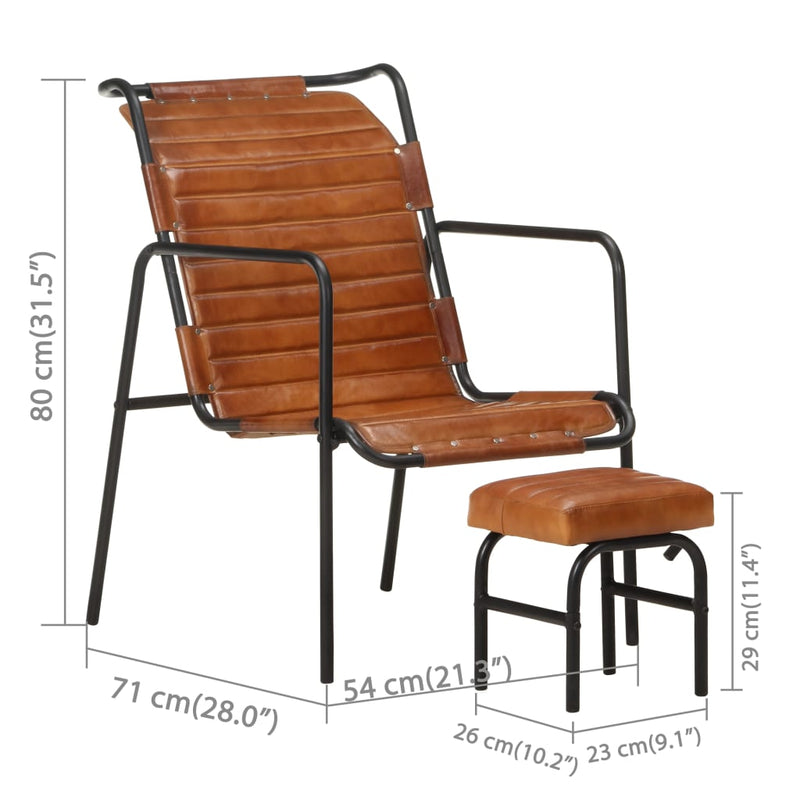 Relaxing Armchair with a Footrest Brown Real Leather Payday Deals