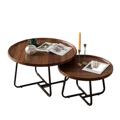 Removable Set of 2 Round Coffee Table  Walnut Nesting Side End Table Furniture Payday Deals