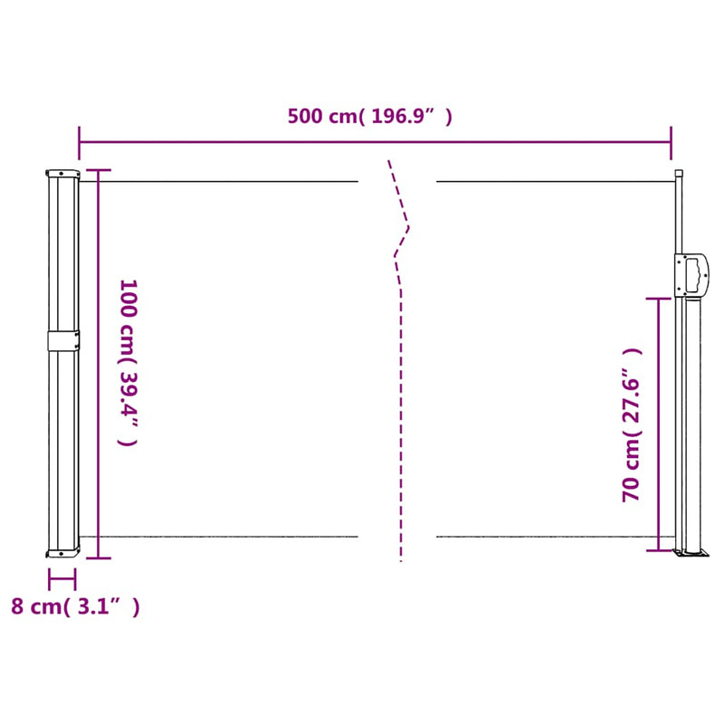 Retractable Side Awning Anthracite 100x500 cm Payday Deals
