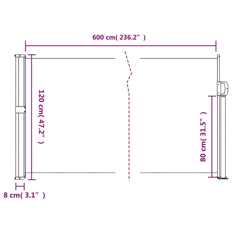 Retractable Side Awning Anthracite 120x600 cm Payday Deals