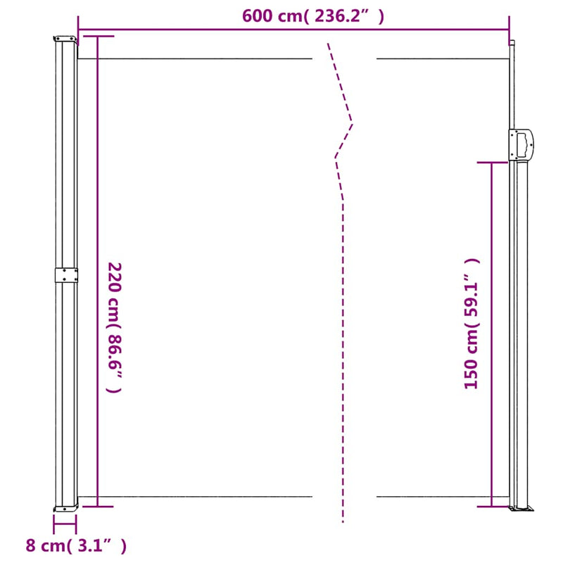 Retractable Side Awning Anthracite 220x600 cm Payday Deals