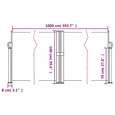 Retractable Side Awning Black 100x1000 cm Payday Deals