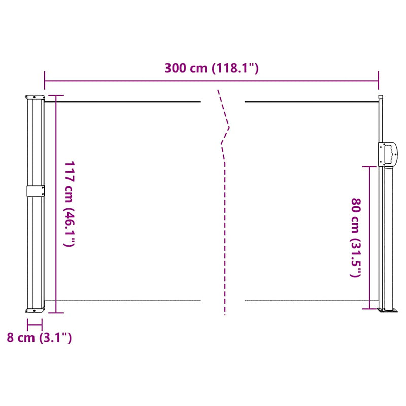 Retractable Side Awning Black 117x300 cm Payday Deals
