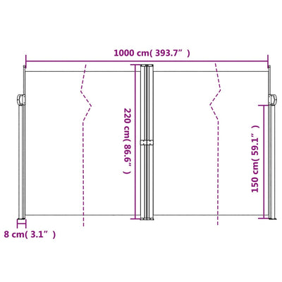 Retractable Side Awning Black 220x1000 cm Payday Deals