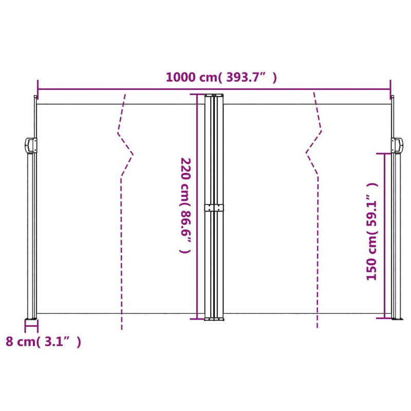 Retractable Side Awning Black 220x1000 cm Payday Deals