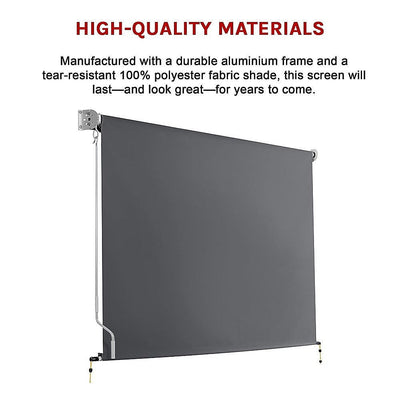 Retractable Straight Drop Roll Down Awning Garden Patio Screen 3.0X2.5M Payday Deals