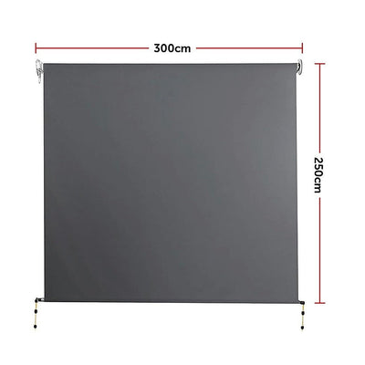 Retractable Straight Drop Roll Down Awning Garden Patio Screen 3.0X2.5M Payday Deals