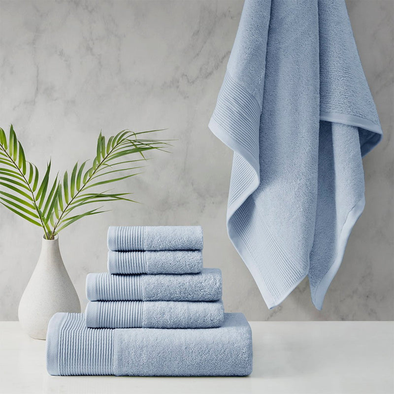 Retreat Cotton Tencel Antimicrobial 6 Piece Blue Towel Set by Cloud Linen Payday Deals