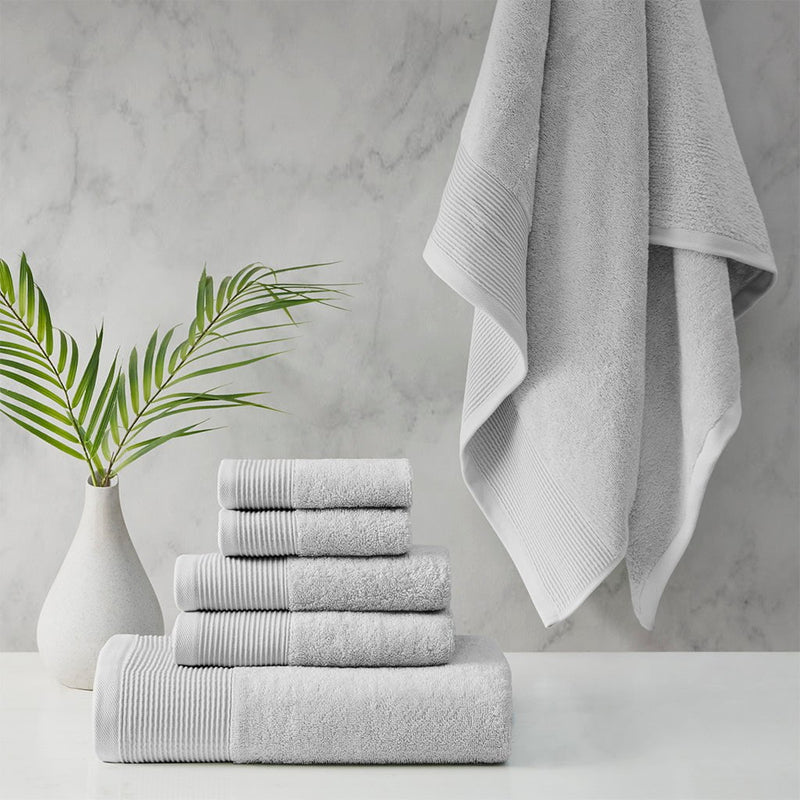 Retreat Cotton Tencel Antimicrobial 6 Piece Grey Towel Set by Cloud Linen Payday Deals