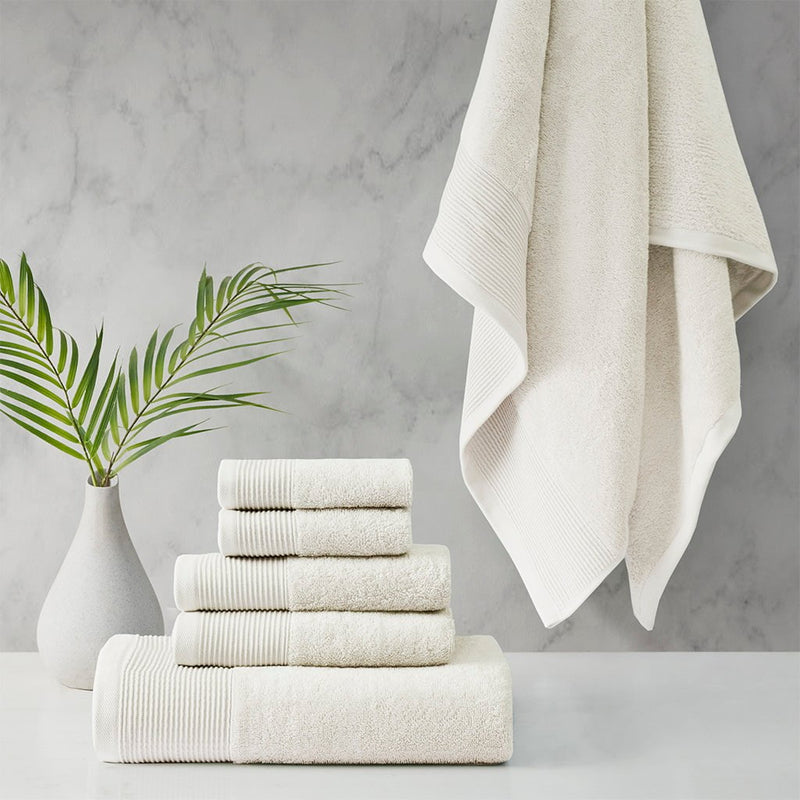 Retreat Cotton Tencel Antimicrobial 6 Piece Ivory Towel Set by Cloud Linen Payday Deals