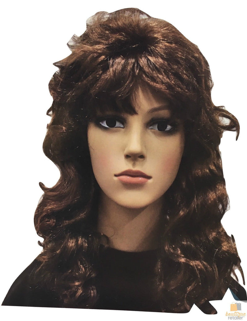 RETRO WIG Curly Long Hair Disco Punk Rock Party Costume 60s 70s 22425 - Brown Payday Deals