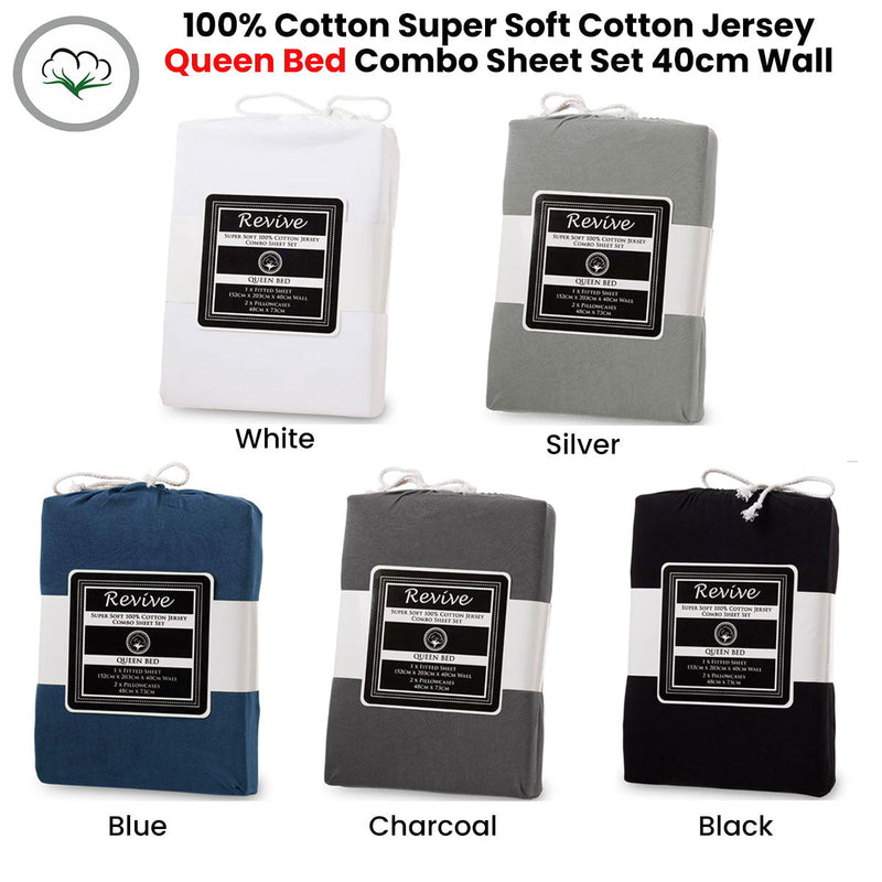 Revive 100% Cotton Jersey Combo Set Blue Queen Payday Deals