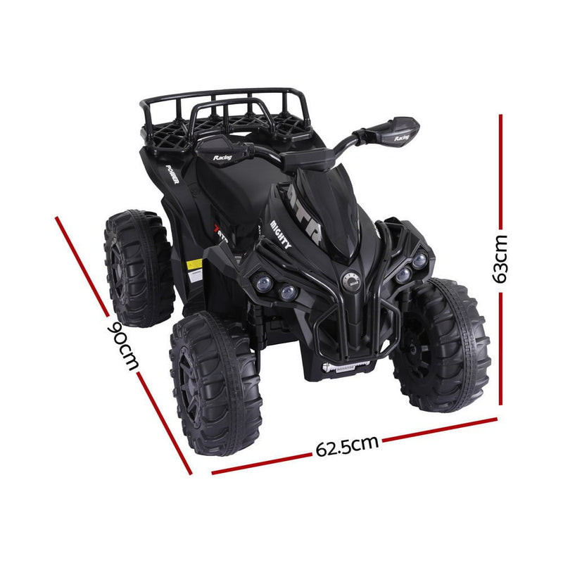 Rigo Kids Ride On Car ATV Quad Motorbike Storage Rack Electric Toys 12V Black Payday Deals