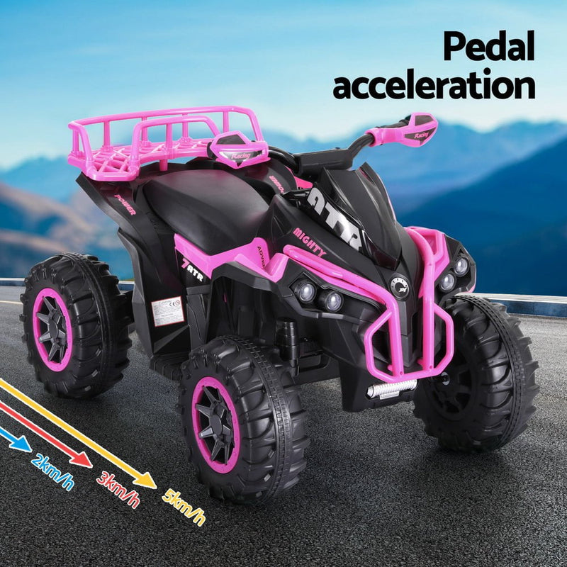 Rigo Kids Ride On Car ATV Quad Motorbike Storage Rack Electric Toys 12V Pink Payday Deals