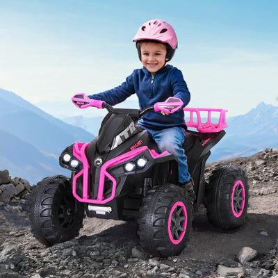 Rigo Kids Ride On Car ATV Quad Motorbike Storage Rack Electric Toys 12V Pink Payday Deals