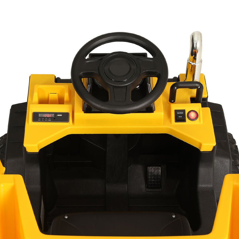 Rigo Kids Ride On Car Dumptruck 12V Electric Bulldozer Toys Cars Battery Yellow Payday Deals